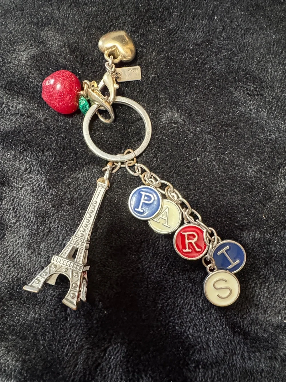 Coach Paris Eiffel Tower Key Charm with Red Apple Accent
